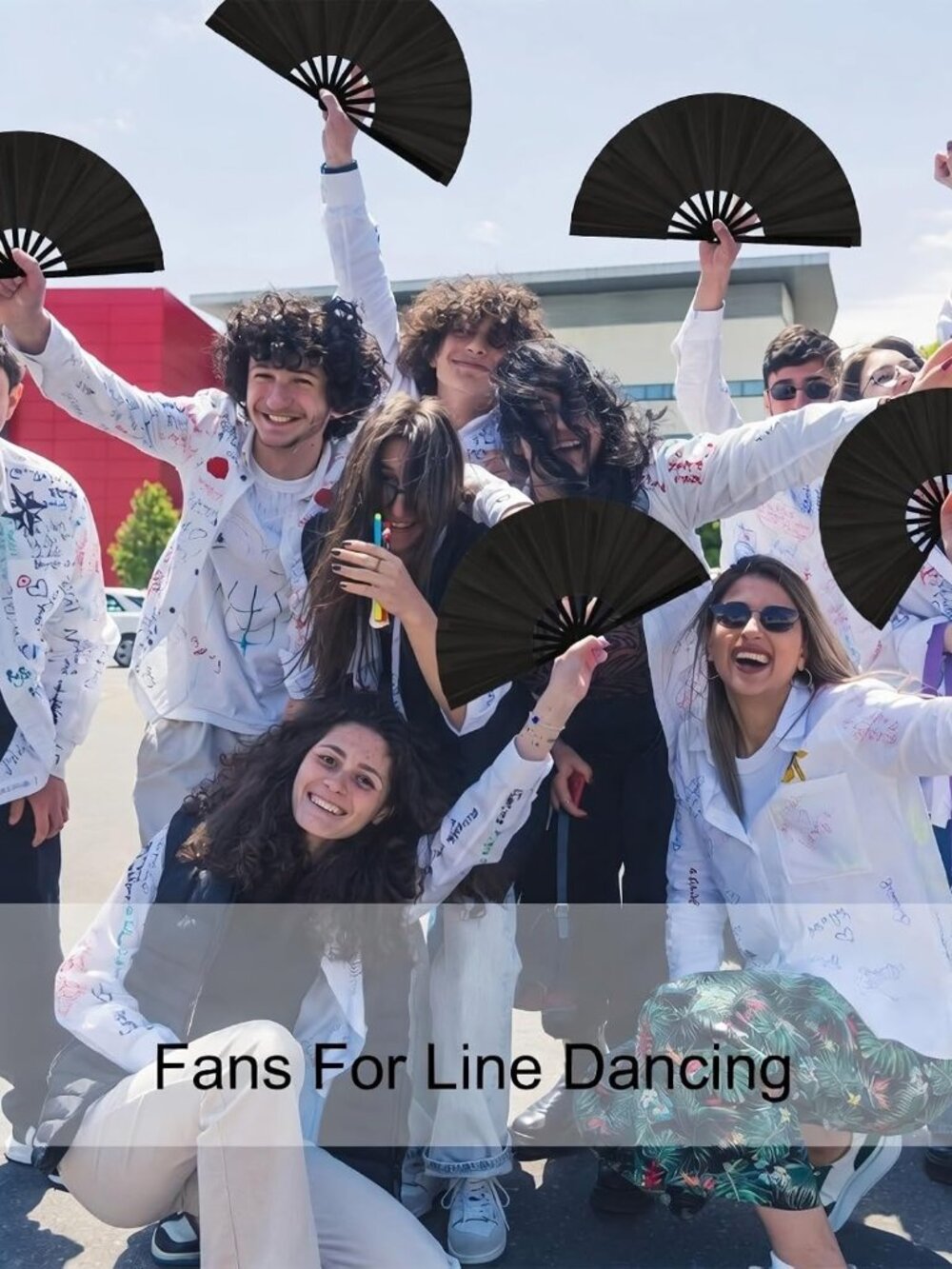 2 Pack Foldable Fans for Rave Dancing,Black,Simple Pattern - Picture 5 of 7